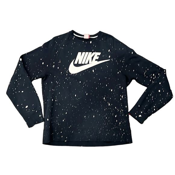 Nike Women's Paint Splatter Sweatshirt Black Size L - Picture 1 of 7